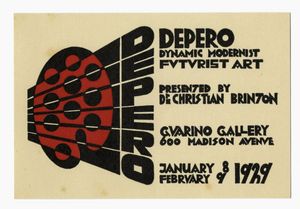 FORTUNATO DEPERO - Invito alla mostra di Depero alla Guarino Gallery di New York.