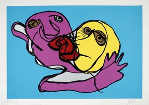 Karel Appel - Sky blue kiss.