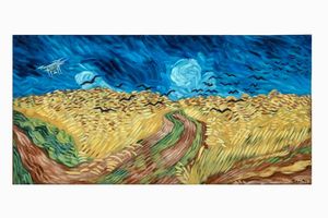 MAURIZIO RAPITI - Campo di grano con volo di corvi e drone.