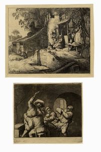 ADRIAEN (VAN) OSTADE : Lotto di diciotto incisioni.  - Asta Arte antica, moderna e contemporanea - Associazione Nazionale - Case d'Asta italiane
