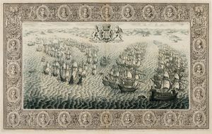 JOHN PINE - Battaglia navale tra la flotta inglese e l'armada spagnola.