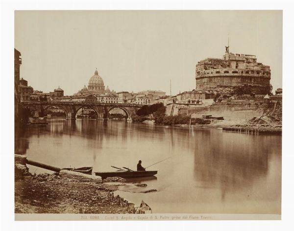 CESARE VASARI : Roma. Veduta del Tevere con Castel Sant'Angelo e San Pietro.  - Asta Fotografie storiche - Associazione Nazionale - Case d'Asta italiane