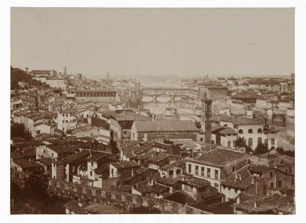 ALPHONSE BERNOUD : Panorama di Firenze con Ponte Vecchio.  - Asta Fotografie storiche - Associazione Nazionale - Case d'Asta italiane
