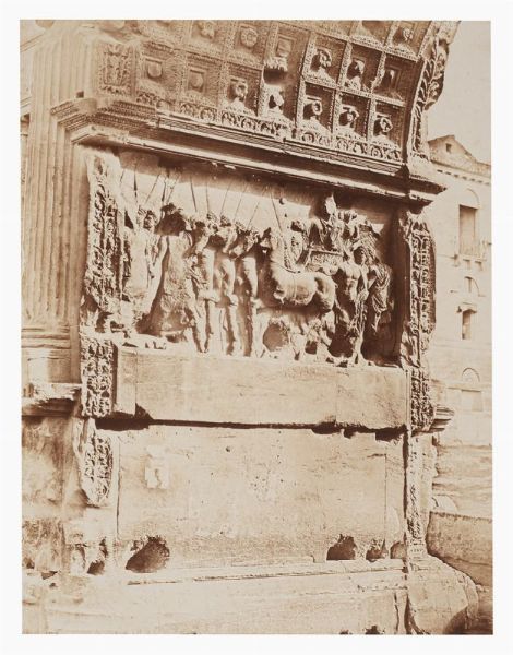 JAMES ANDERSON : Roma. Arco di Tito. Bassorilievo con la quadriga imperiale.  - Asta Fotografie storiche - Associazione Nazionale - Case d'Asta italiane
