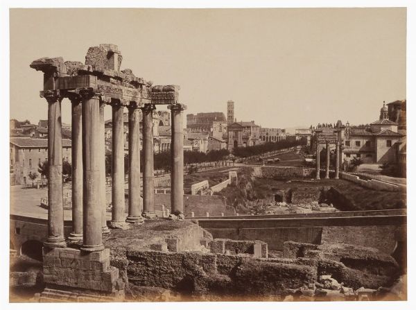 JAMES ANDERSON : Roma. Veduta del Foro Romano con il Tempio di Saturno.  - Asta Fotografie storiche - Associazione Nazionale - Case d'Asta italiane
