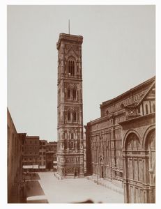 LEOPOLDO ALINARI - Firenze. Veduta laterale del Duomo con il Campanile di Giotto.