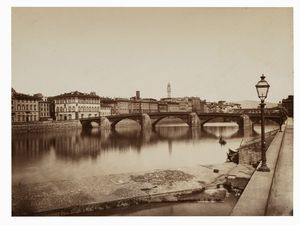 VINCENZO PAGANORI - Firenze. Lungarno con il Ponte alla Carraia.