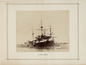 ALFRED AUGUST NOACK : Album celebrativo del IV Centenario della Scoperta dell'America, Genova 1892. Con 39 fotografie raffiguranti Navi da guerra convenute da vari Paesi e ancorate nel Porto di Genova per rendere omaggio al Re d'Italia Umberto I di Savoia.  - Asta Fotografie storiche - Associazione Nazionale - Case d'Asta italiane