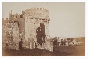 ROBERT MACPHERSON - Tomba di Cecilia Metella con panorama di Roma sullo sfondo.
