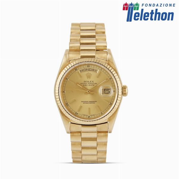ROLEX : ROLEX DAY-DATE ORO GIALLO REF. 18038 N. 95569XX ANNO 1986  - Asta Orologi da polso e da tasca  - Associazione Nazionale - Case d'Asta italiane