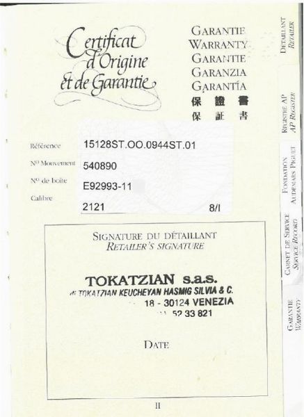 AUDEMARS PIGUET ROYAL OAK REF. 15128ST.OO.0944ST.01 EDIZIONE LIMITATA 50 ESEMPLARI  - Asta Orologi da polso e da tasca  - Associazione Nazionale - Case d'Asta italiane