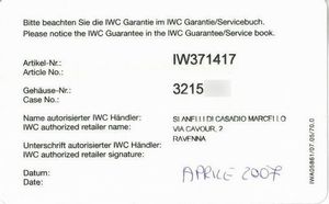 INTERNATIONAL WATCH COMPANY : IWC PORTOGHESE REF. 3714-17 N. 32157XX ANNO 2007  - Asta Orologi da polso e da tasca  - Associazione Nazionale - Case d'Asta italiane