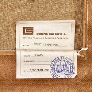 LINDSTROM BENGT : BENGT LINDSTROM  - Asta Arte Moderna e Contemporanea - Associazione Nazionale - Case d'Asta italiane