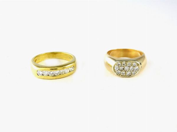Due anelli in oro giallo e diamanti  - Asta Asta 137 parte II - Gioielli - Associazione Nazionale - Case d'Asta italiane