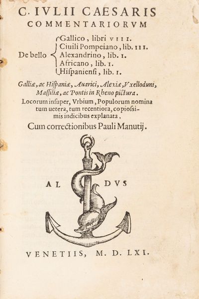 Giulio Cesare : Commentariorum de bello Gallico, libri VII  - Asta Libri, autografi e stampe - Associazione Nazionale - Case d'Asta italiane