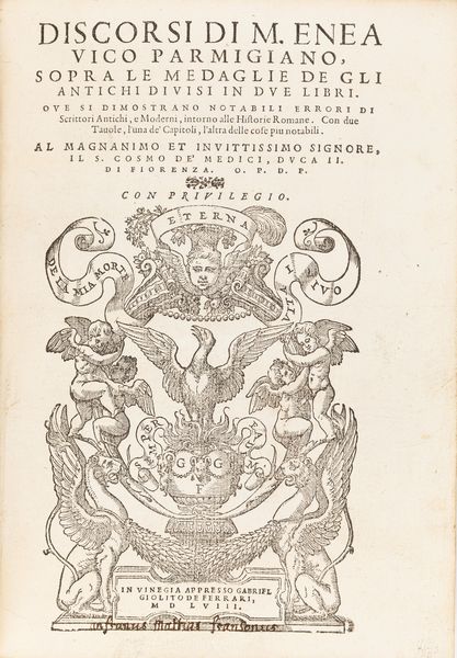 Enea Vico : Sopra le medaglie de gli antichi, divisi in due libri, ove si dimostrano notabili errori di scrittori antichi e moderni  - Asta Libri, autografi e stampe - Associazione Nazionale - Case d'Asta italiane