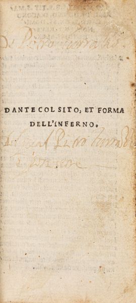 DANTE ALIGHIERI : Dante col sito, et forma dell'Inferno  - Asta Libri, autografi e stampe - Associazione Nazionale - Case d'Asta italiane