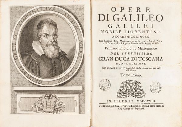 Galilei, Galileo : Opere di Galileo Galilei nobile fiorentino accademico linceo...Tomo primo [-terzo]  - Asta Libri, autografi e stampe - Associazione Nazionale - Case d'Asta italiane