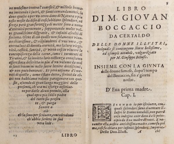 Boccaccio, Giovanni : I casi degl'huomini illustri  - Asta Libri, autografi e stampe - Associazione Nazionale - Case d'Asta italiane
