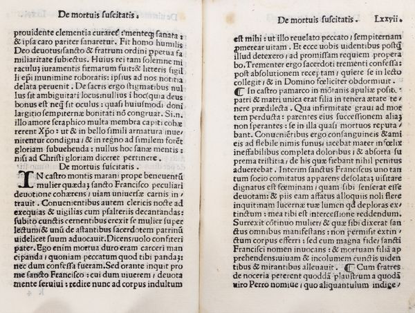 Bonaventura da Bagnoregio : Aurea legenda maior beati Francisci: composita per sanctum Bonauenturam: miro inter omnes sanctorum uitas dictatu nuper impressa  - Asta Libri, autografi e stampe - Associazione Nazionale - Case d'Asta italiane