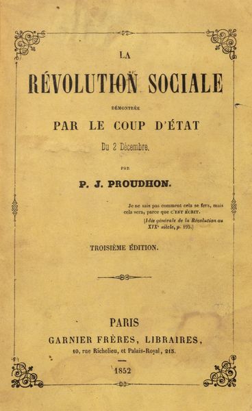 Pierre-Joseph Proudhon : De la capacit politique des classes ouvrires  - Asta Libri, autografi e stampe - Associazione Nazionale - Case d'Asta italiane