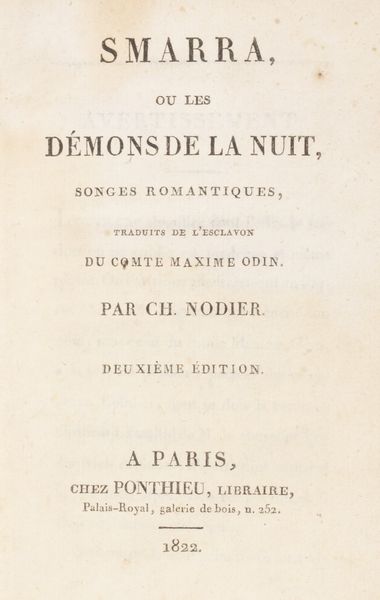 Charles Nodier : Smarra ou les dmons de la nuit  - Asta Libri, autografi e stampe - Associazione Nazionale - Case d'Asta italiane