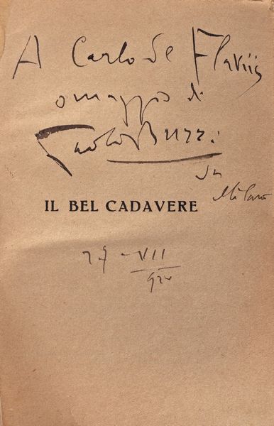 Buzzi, Paolo : Il bel cadavere. Romanzo  - Asta Libri, autografi e stampe - Associazione Nazionale - Case d'Asta italiane