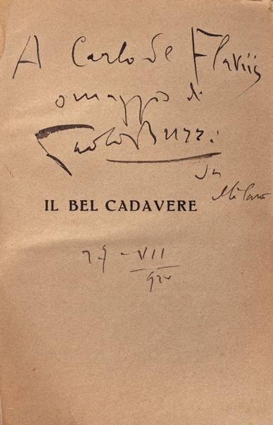 Buzzi, Paolo : Il bel cadavere. Romanzo  - Asta Libri, autografi e stampe - Associazione Nazionale - Case d'Asta italiane