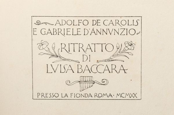 Gabriele D'Annunzio : Ritratto di Luisa Baccara  - Asta Libri, autografi e stampe - Associazione Nazionale - Case d'Asta italiane