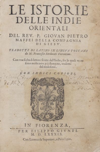 Giovanni Pietro Maffei : Le Istorie delle Indie Orientali  - Asta Libri, autografi e stampe - Associazione Nazionale - Case d'Asta italiane