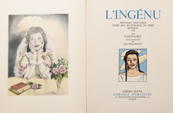 Voltaire, Francois Marie Arouet de : L'ingnu. Histoira veritabe tire des manuscrits du pre Quesnel. Illustrations de Brunelleschi.  - Asta Libri, autografi e stampe - Associazione Nazionale - Case d'Asta italiane