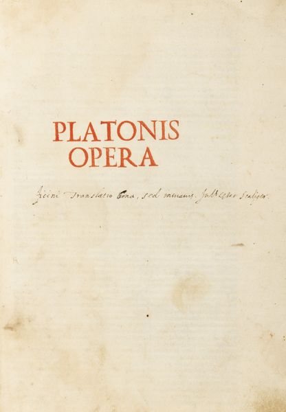 Platone : Platonis opera  - Asta Libri, autografi e stampe - Associazione Nazionale - Case d'Asta italiane