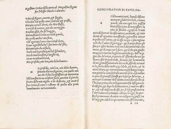 Sallustio Crispo, Gaio : Salustio con alcune altre belle cose: volgareggiato per Agostino Ortica della Porta genovese  - Asta Libri, autografi e stampe - Associazione Nazionale - Case d'Asta italiane