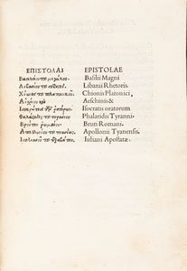 Epistolae diversorum philosophorum, oratorum, rhetorum.  - Asta Libri, autografi e stampe - Associazione Nazionale - Case d'Asta italiane