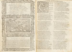 Ludovico Ariosto - Orlando furioso [...]. Nuouamente ricorretto. Con nuoui argomenti di m. Lodouico Dolce: con la vita dell'autore di m. Simon Fornari: il vocabulario delle voci pi oscure: le imitationi cauate dal Dolce: le nuoue allegorie, & annotationi di m. Tomaso Porcachi