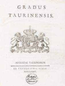 Beccaria, Giambattista : Gradus Taurinensis  - Asta Libri, autografi e stampe - Associazione Nazionale - Case d'Asta italiane
