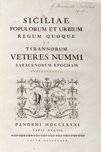 Gabriele Lancillotto principe di Torremuzza  Castelli - Siciliae populorum et urbium regum quoque et tyrannorum veteres nummi Saracenorum epocham anticedantes