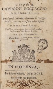 Boccaccio, Giovanni : I casi degl'huomini illustri  - Asta Libri, autografi e stampe - Associazione Nazionale - Case d'Asta italiane