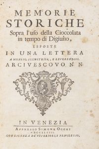 Daniele Concina - Memorie storiche sopra luso della cioccolata in tempo di digiuno esposte in una lettera