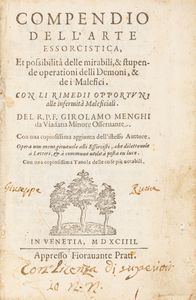 Menghi, Girolamo - Compendio dellarte essorcistica, et possibilita delle mirabili & stupende operationi delli demoni, & de malefici.