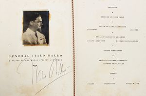 Balbo, Italo : Reception - Luncheon in honour of General Italo Balbo  - Asta Libri, autografi e stampe - Associazione Nazionale - Case d'Asta italiane