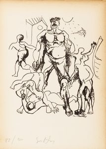 Renato Guttuso : Agostino  - Asta Libri, autografi e stampe - Associazione Nazionale - Case d'Asta italiane