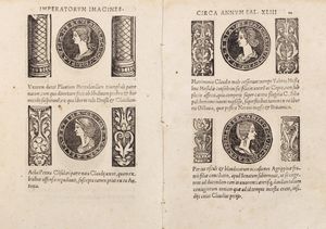 Johann Huttich : Imperatorum et Caesarum vitae, cum imaginibus ad uiuam effigiem expressis. (Prima parte). Consulum Romanorum elenchus. Cum privilegio Caesareo  - Asta Libri, autografi e stampe - Associazione Nazionale - Case d'Asta italiane