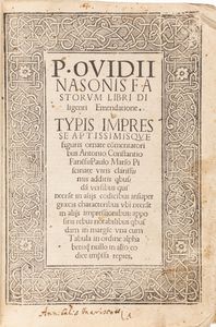 Ovidio Nasone, Publio - P. Ouidij Nasonis Fastorum libri diligenti emendatione.
