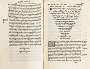 Dionisio di Alicarnasso : Delle cose antiche della Citt di Roma. Tradotto in Toscano per messer Francesco Venturi Fiorentino  - Asta Libri, autografi e stampe - Associazione Nazionale - Case d'Asta italiane