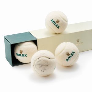 ROLEX - palline da tennis del Torneo di Wimbledon, autografate da Roger Federer, 2009