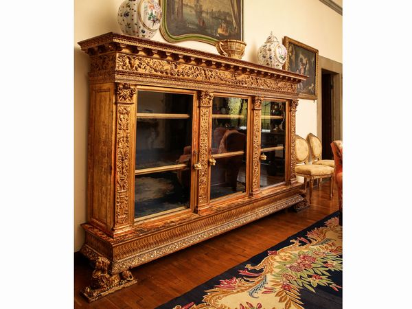 Libreria in legno e pastiglia dorata  - Asta Arredi e Dipinti dal Castello di Gamberaia a Firenze - Associazione Nazionale - Case d'Asta italiane