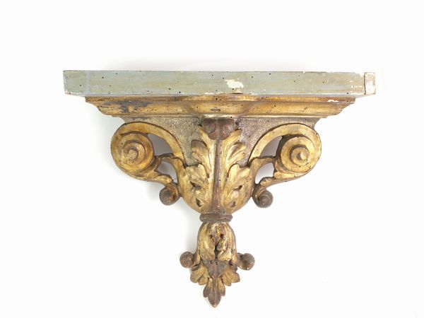 Mensola in legno intagliato e dorato  - Asta Arredi e Dipinti dal Castello di Gamberaia a Firenze - Associazione Nazionale - Case d'Asta italiane