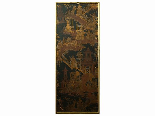 Serie di quattro pannelli a chinoiserie  - Asta Arredi e Dipinti dal Castello di Gamberaia a Firenze - Associazione Nazionale - Case d'Asta italiane