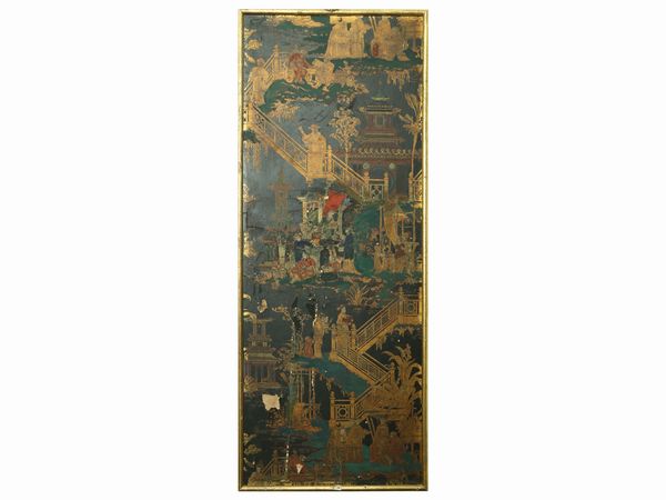 Serie di quattro pannelli a chinoiserie  - Asta Arredi e Dipinti dal Castello di Gamberaia a Firenze - Associazione Nazionale - Case d'Asta italiane